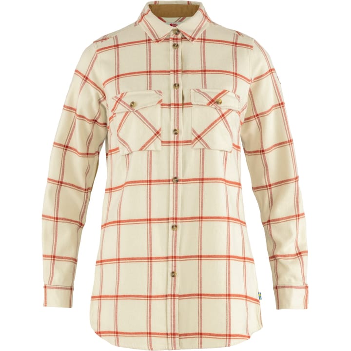 Women's Övik Twill Shirt Long Sleeve Chalk White-Cabin Red Fjällräven