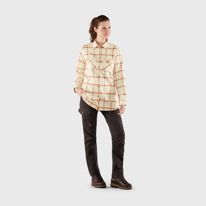 Women's Övik Twill Shirt Long Sleeve Chalk White-Cabin Red Fjällräven