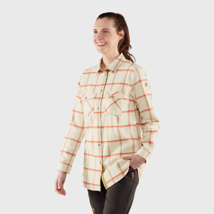 Women's Övik Twill Shirt Long Sleeve Chalk White-Cabin Red Fjällräven