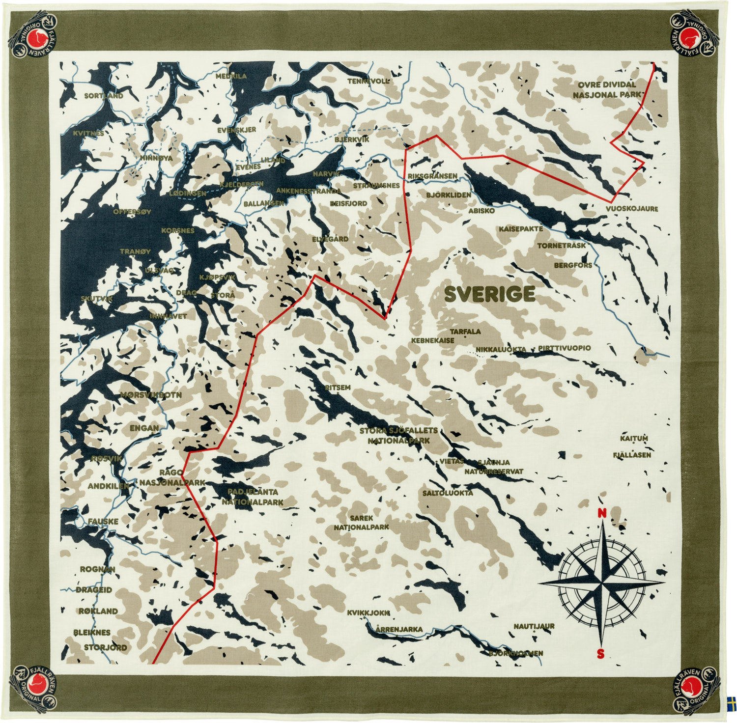 Fjällräven Swedish Classic Map Scarf Green Halsdukar OneSize