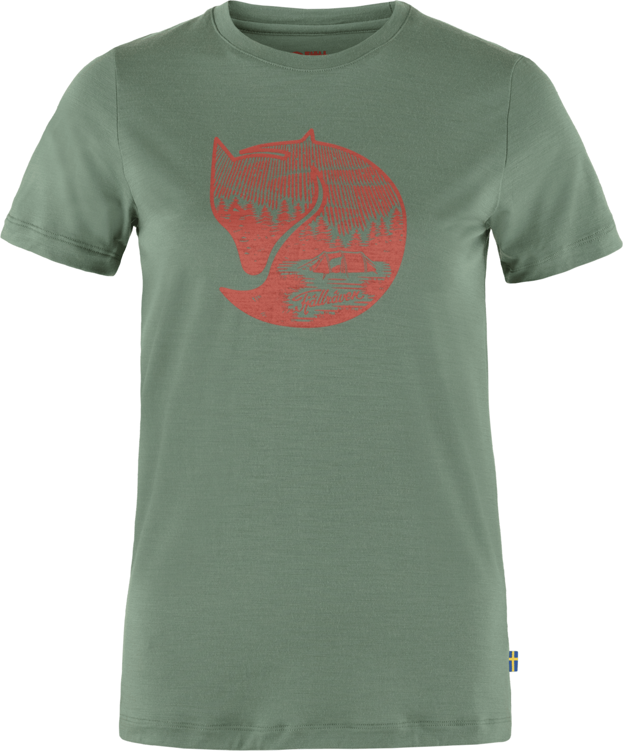 Fjällräven Women's Abisko Wool Fox Short Sleeve Patina Green/Terracotta Brown