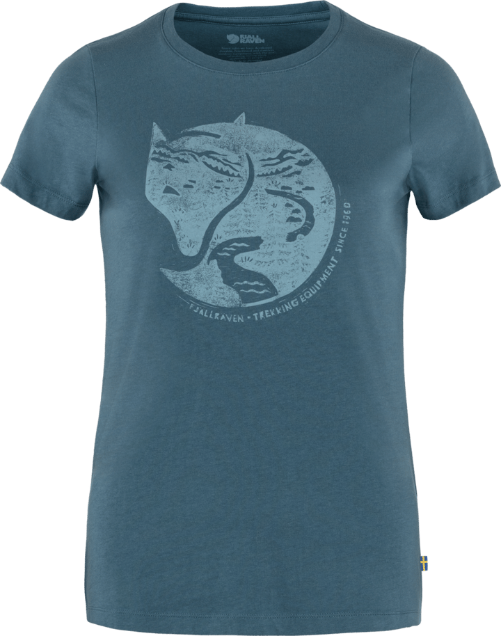 Fjällräven Women's Arctic Fox Print T-shirt Indigo Blue Fjällräven