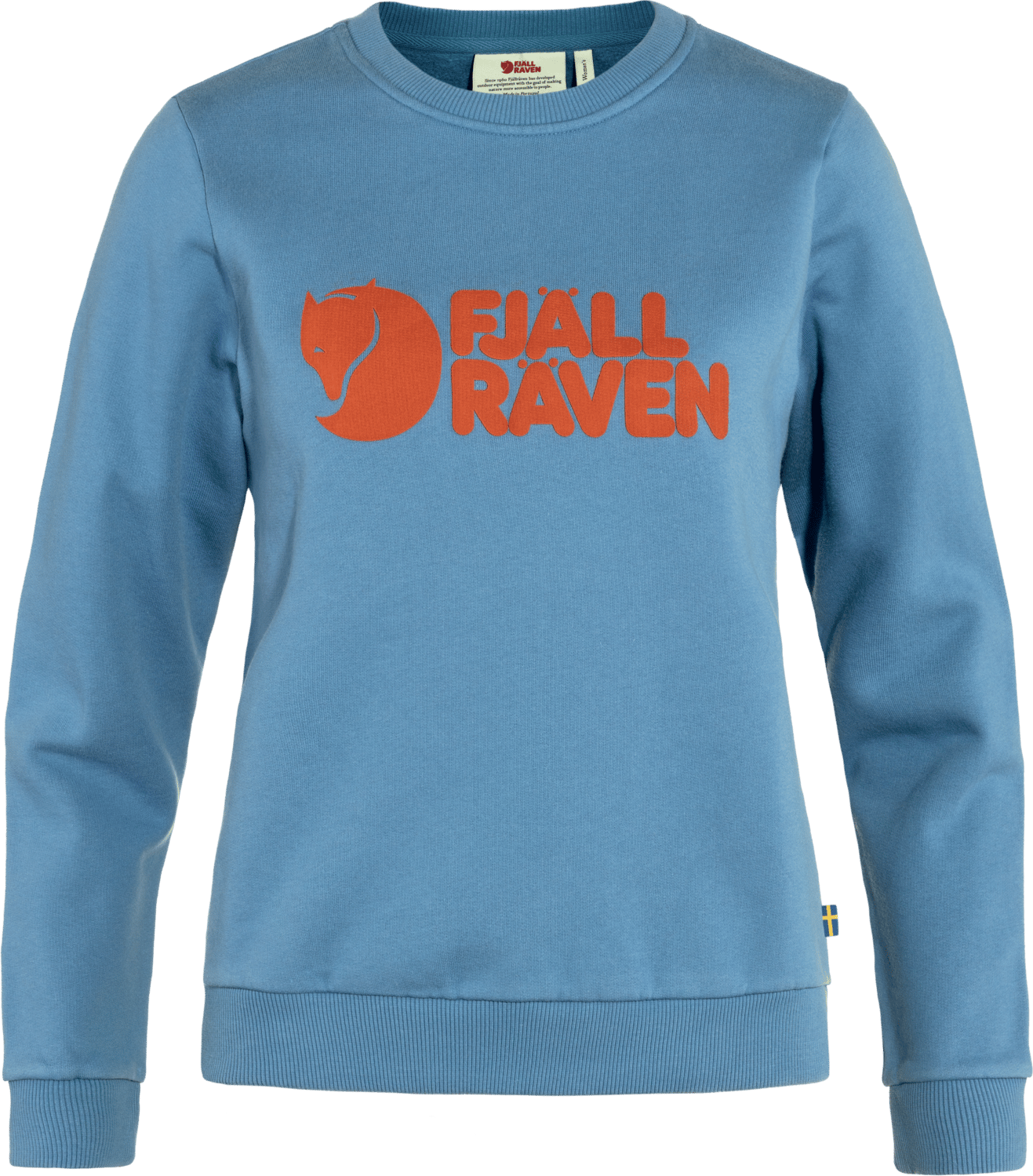 Women's Fjällräven Logo Sweater Dawn Blue-Terracotta Brown