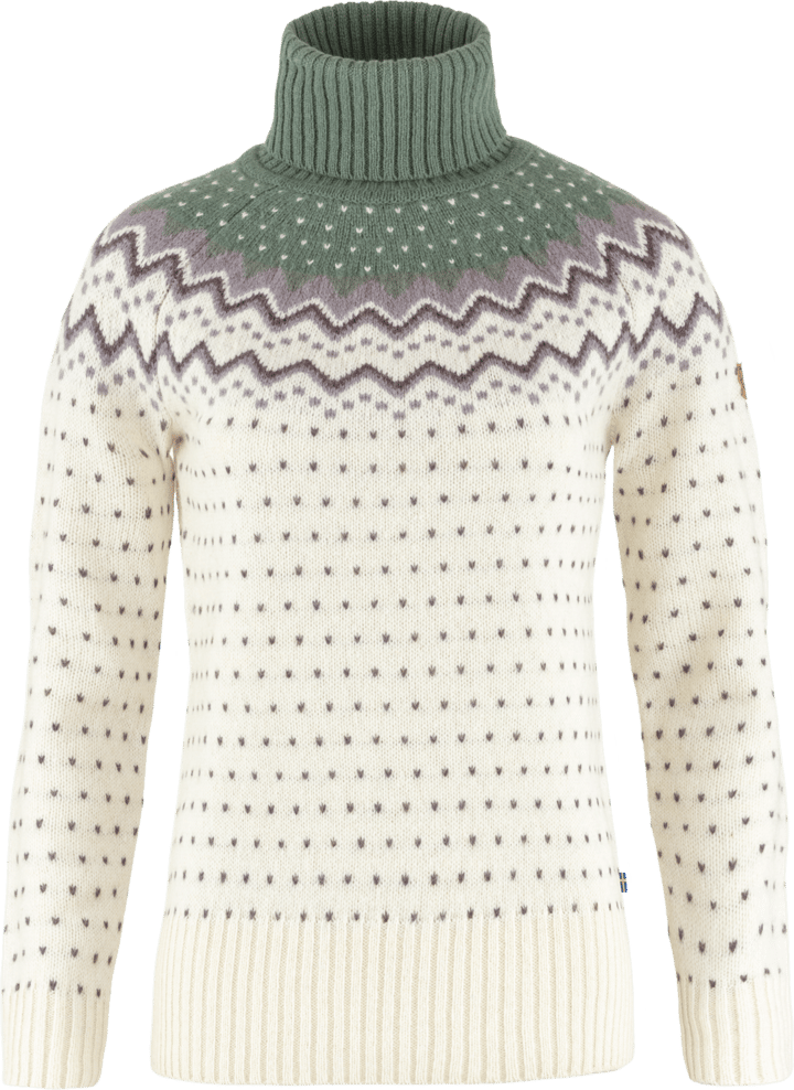 Fjällräven Women's Övik Knit Roller Neck Chalk White-Patina Green Fjällräven