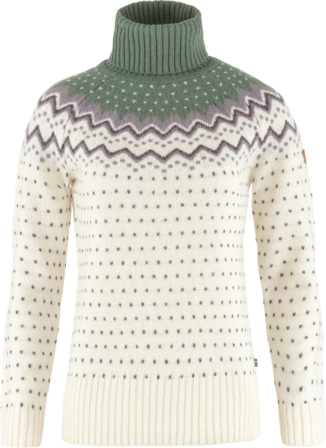 Fjällräven Women's Övik Knit Roller Neck Chalk White-Patina Green
