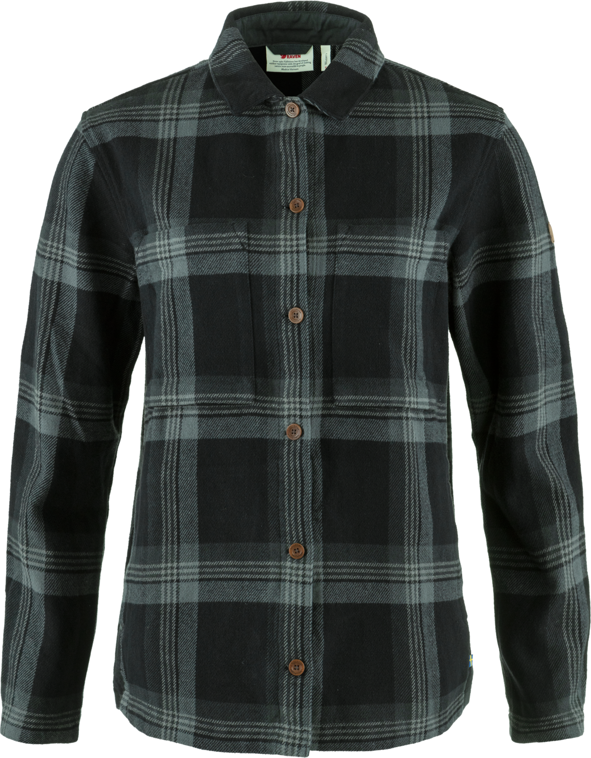 Fjällräven Women's Singi Flannel Overshirt Black-Iron Grey Langermede skjorter XS