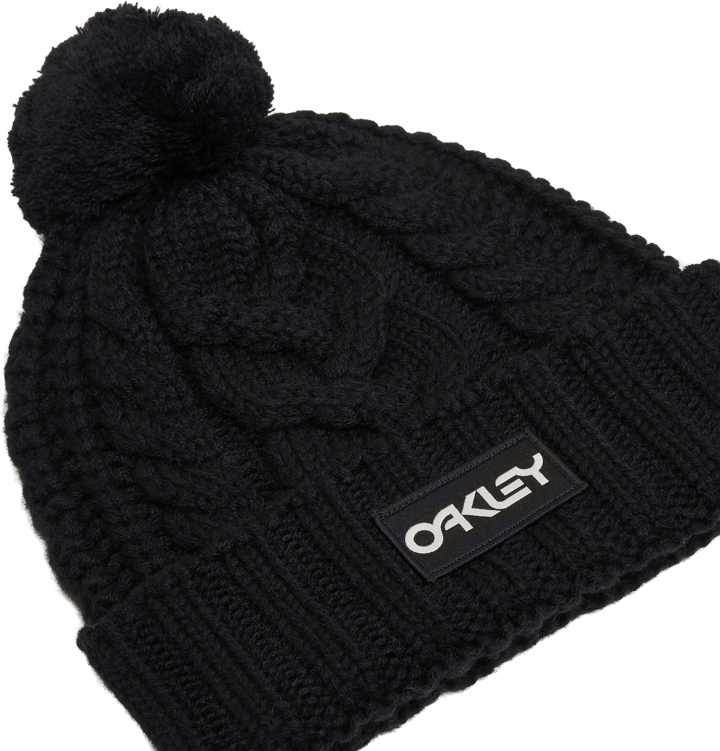 Oakley Harper Pom Beanie Black/white Logo Oakley