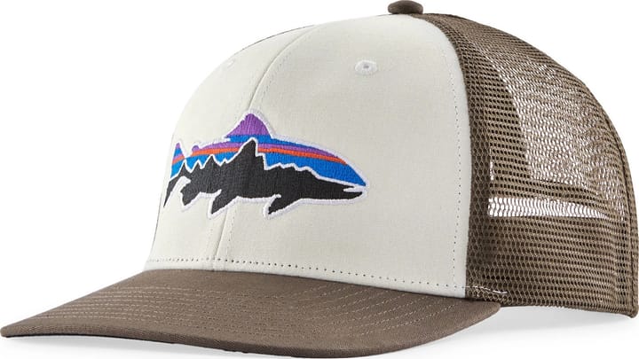 Patagonia Fitz Roy Trout Trucker Hat White W/marlow Brown Patagonia Patagonia Fitz Roy Trout Trucker Hat White W/marlow Brown Patagonia