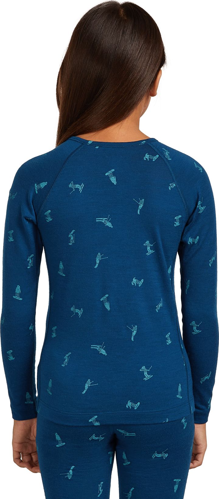 Icebreaker Kids' Merino 200 Oasis Long Sleeve Crewe Snow Day Atlantis/Topaz Icebreaker