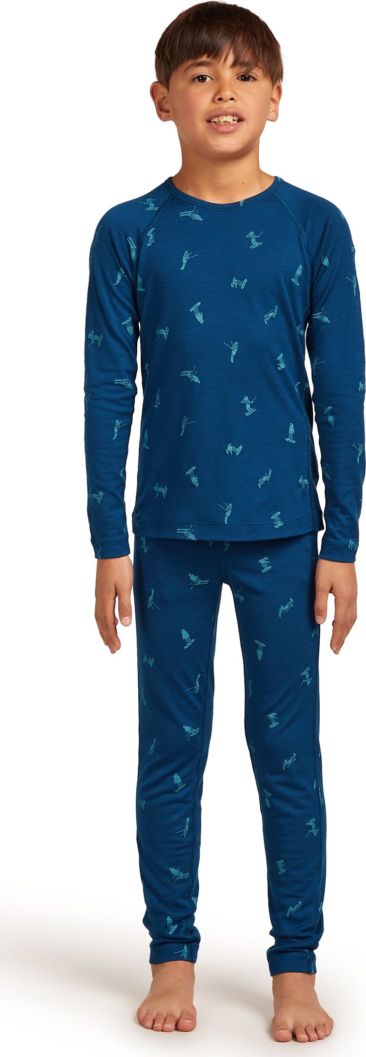 Icebreaker Kids' Merino 200 Oasis Long Sleeve Crewe Snow Day Atlantis/Topaz Icebreaker