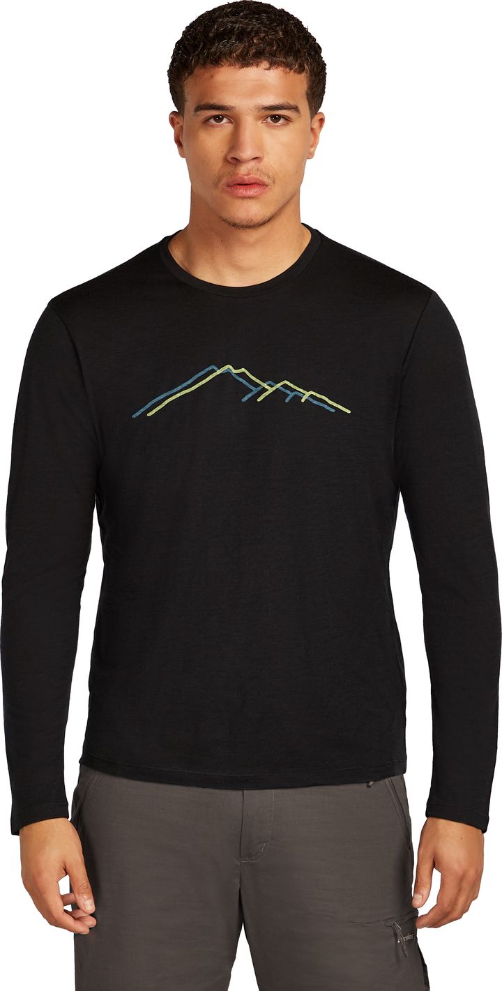 Icebreaker Men's Merino 150 Tech Lite Long Sleeve Tee Rainer Ridge Black Icebreaker Icebreaker Men's Merino 150 Tech Lite Long Sleeve Tee Rainer Ridge Black Icebreaker