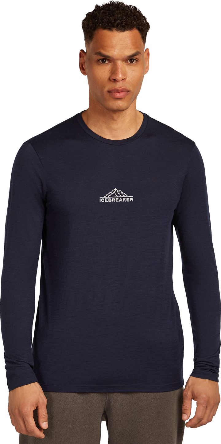 Icebreaker Men's Merino 150 Tech Lite Long Sleeve Tee Road To Cook Midnight Navy Icebreaker