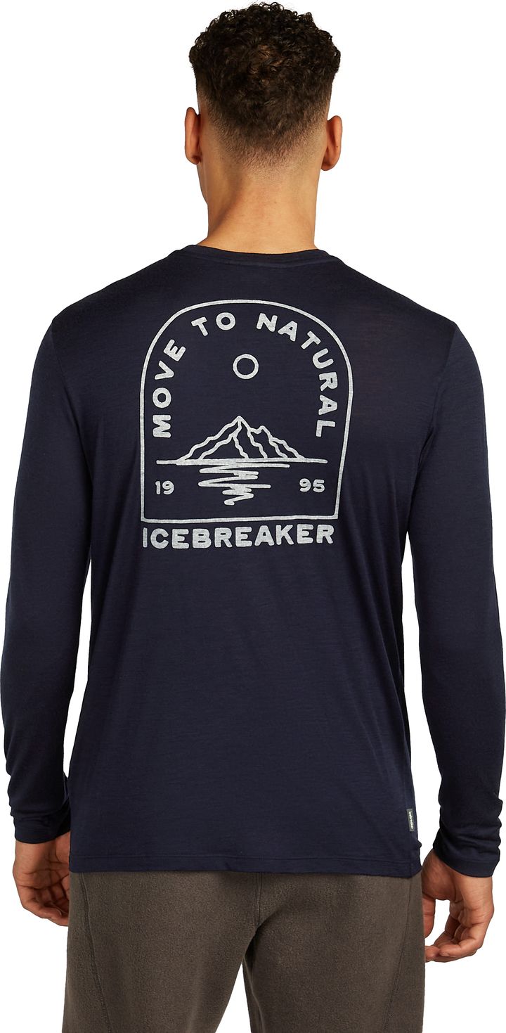 Icebreaker Men's Merino 150 Tech Lite Long Sleeve Tee Road To Cook Midnight Navy Icebreaker