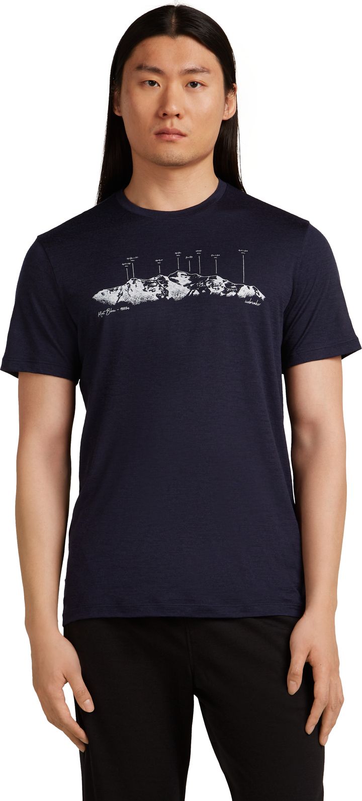 Icebreaker Men Merino 150 Tech Lite Ss Tee The Peaks Midnight Navy Icebreaker
