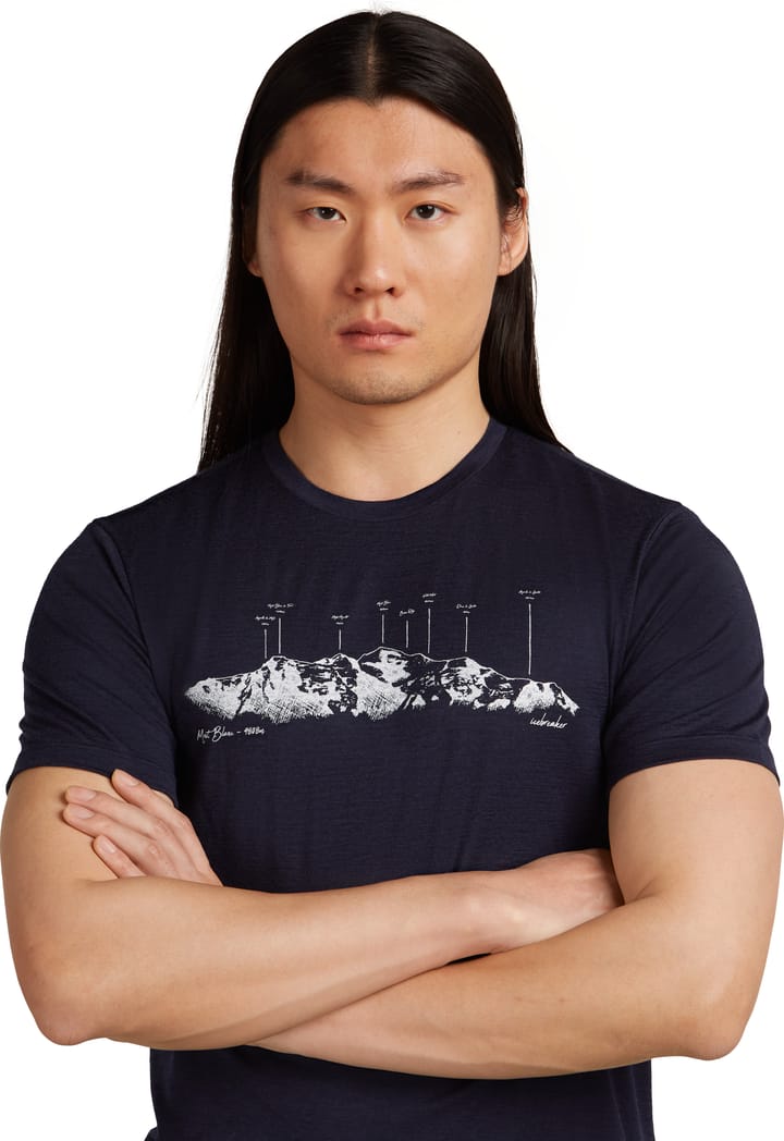 Icebreaker Men Merino 150 Tech Lite Ss Tee The Peaks Midnight Navy Icebreaker