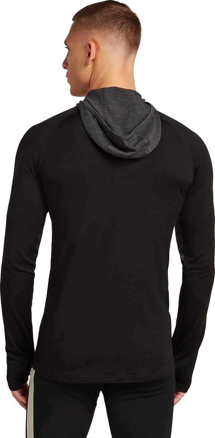 Icebreaker Men Merino 200 Oasis Ls Half Zip Hoodie Black/jet Hthr/undyed/cb Icebreaker