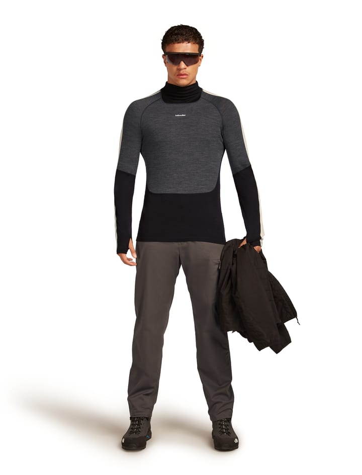 Icebreaker Men Merino 200 Oasis+ Ls High Neck Black/jet Hthr/undyed/cb Icebreaker