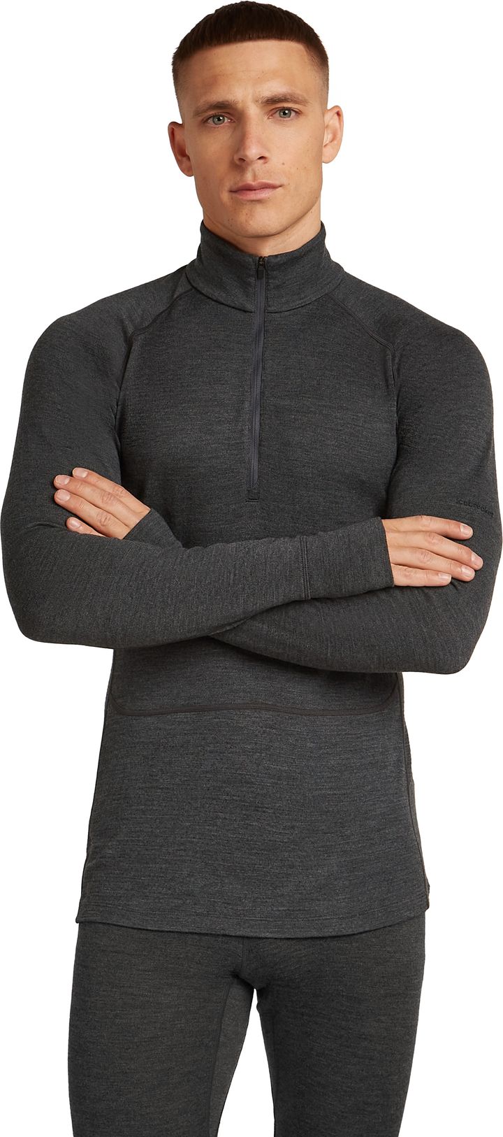 Icebreaker Men's Merino 260 ZoneKnit Long Sleeve Half Zip Jet Hthr Icebreaker