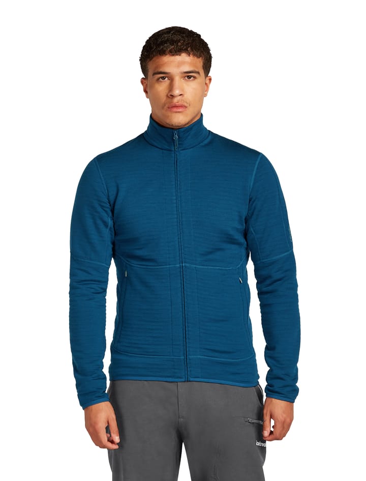 Icebreaker Men's Merino 400 Realfleece Descender Longsleeve Zip Atlantis Icebreaker