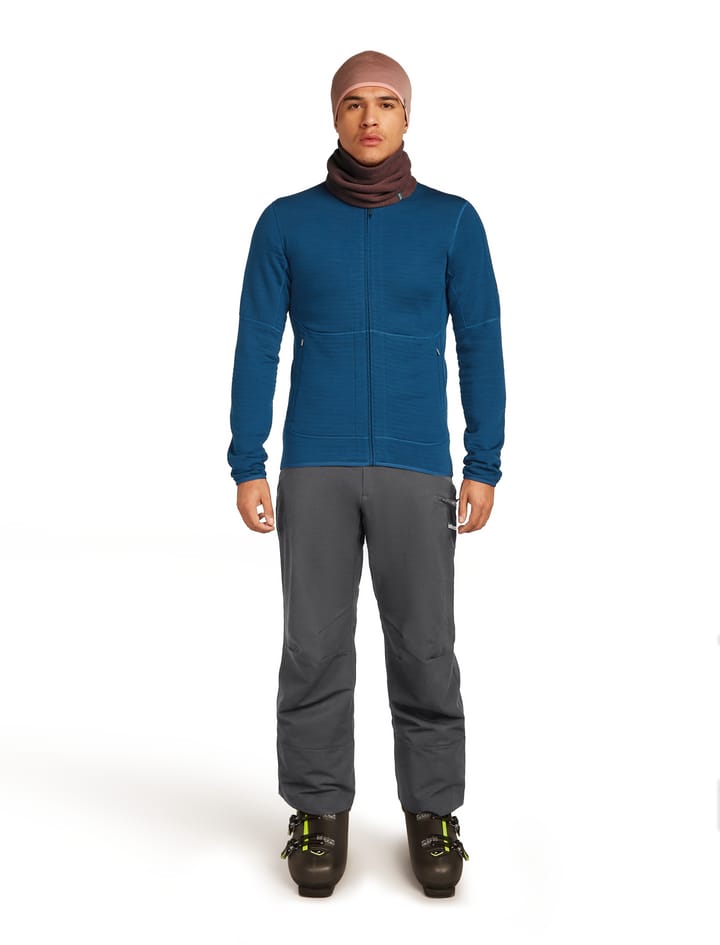 Icebreaker Men's Merino 400 Realfleece Descender Longsleeve Zip Atlantis Icebreaker