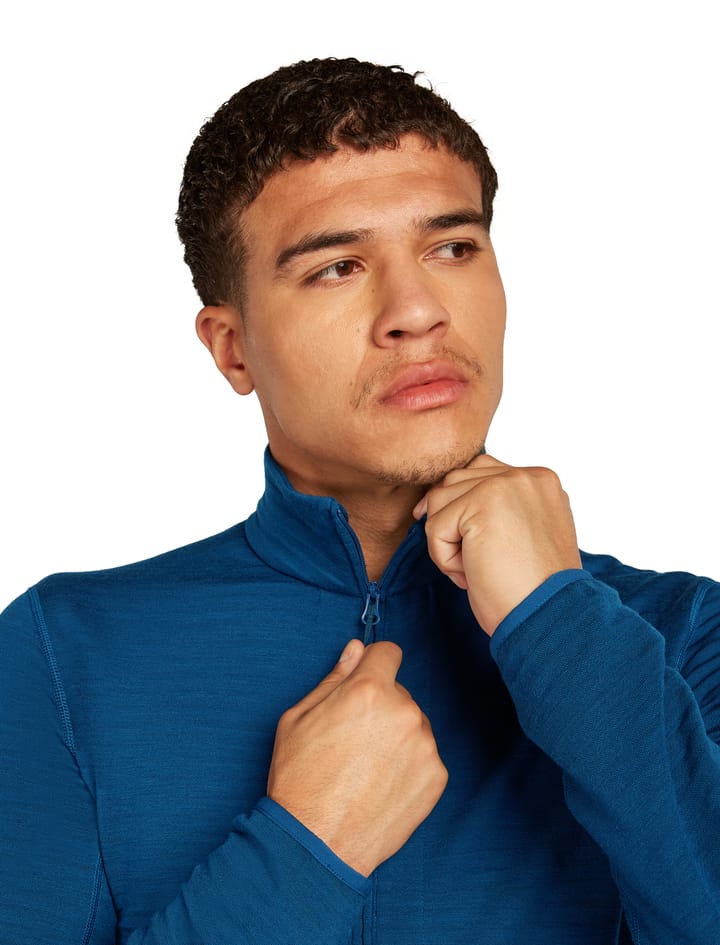 Icebreaker Men's Merino 400 Realfleece Descender Longsleeve Zip Atlantis Icebreaker