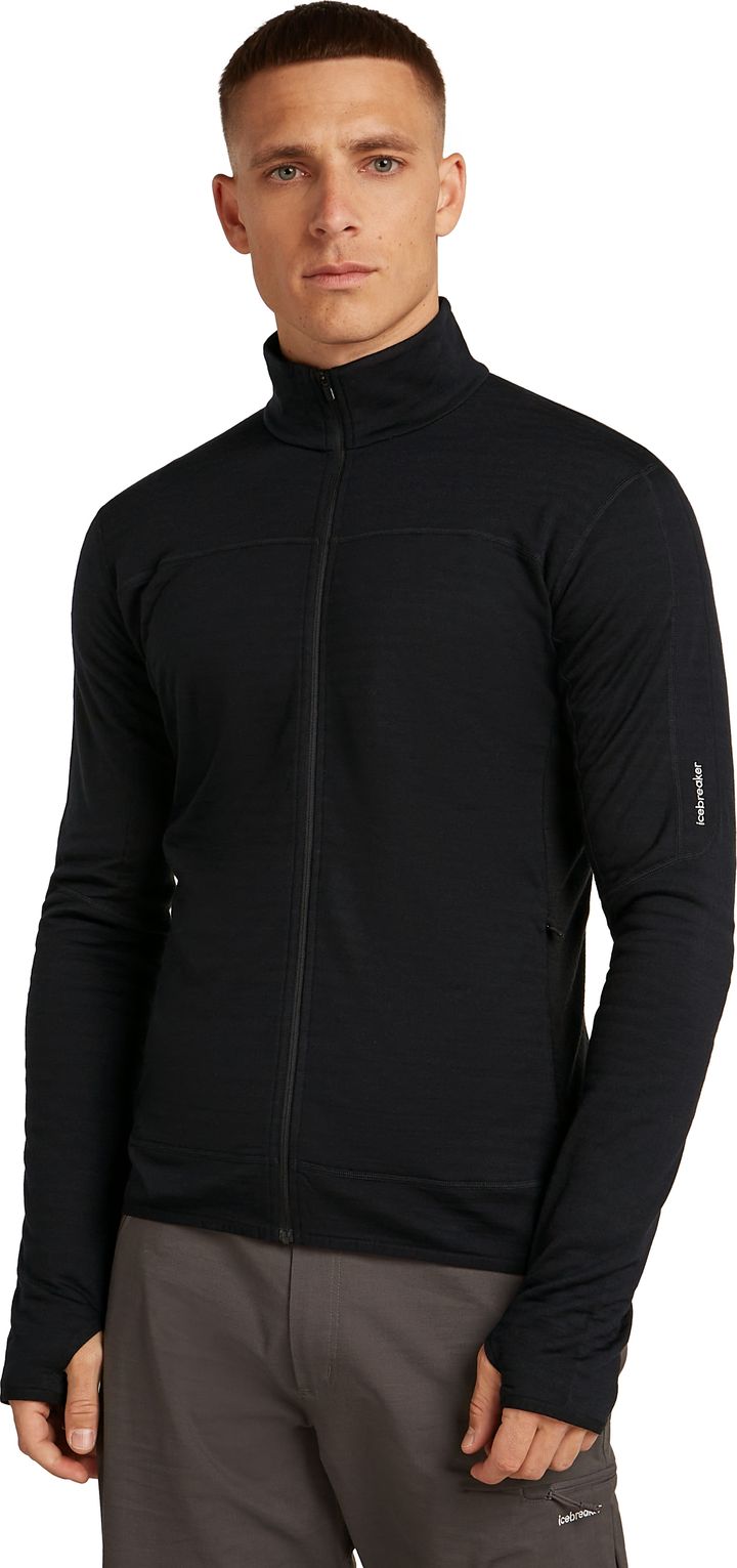 Icebreaker Men Merino Blend 300 Realfleece™ Descender Ls Zip Black Icebreaker