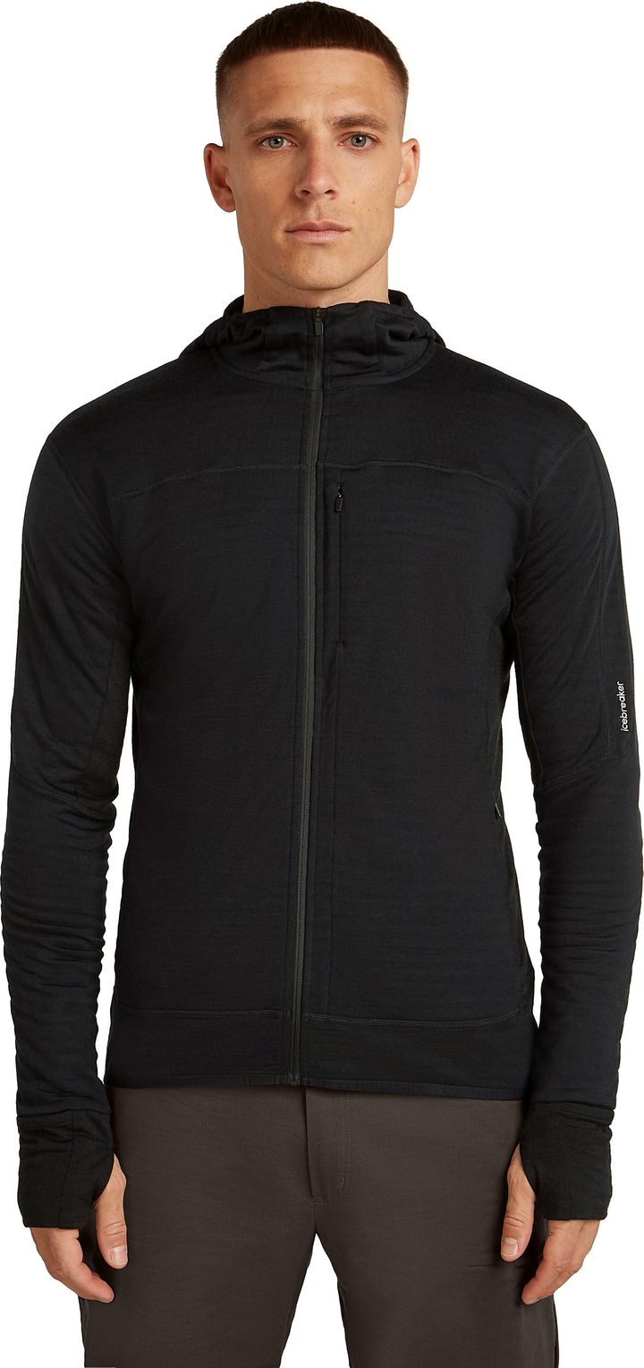 Icebreaker Men Merino Blend 300 Realfleece™ Descender Ls Zip Hoodie Black Icebreaker