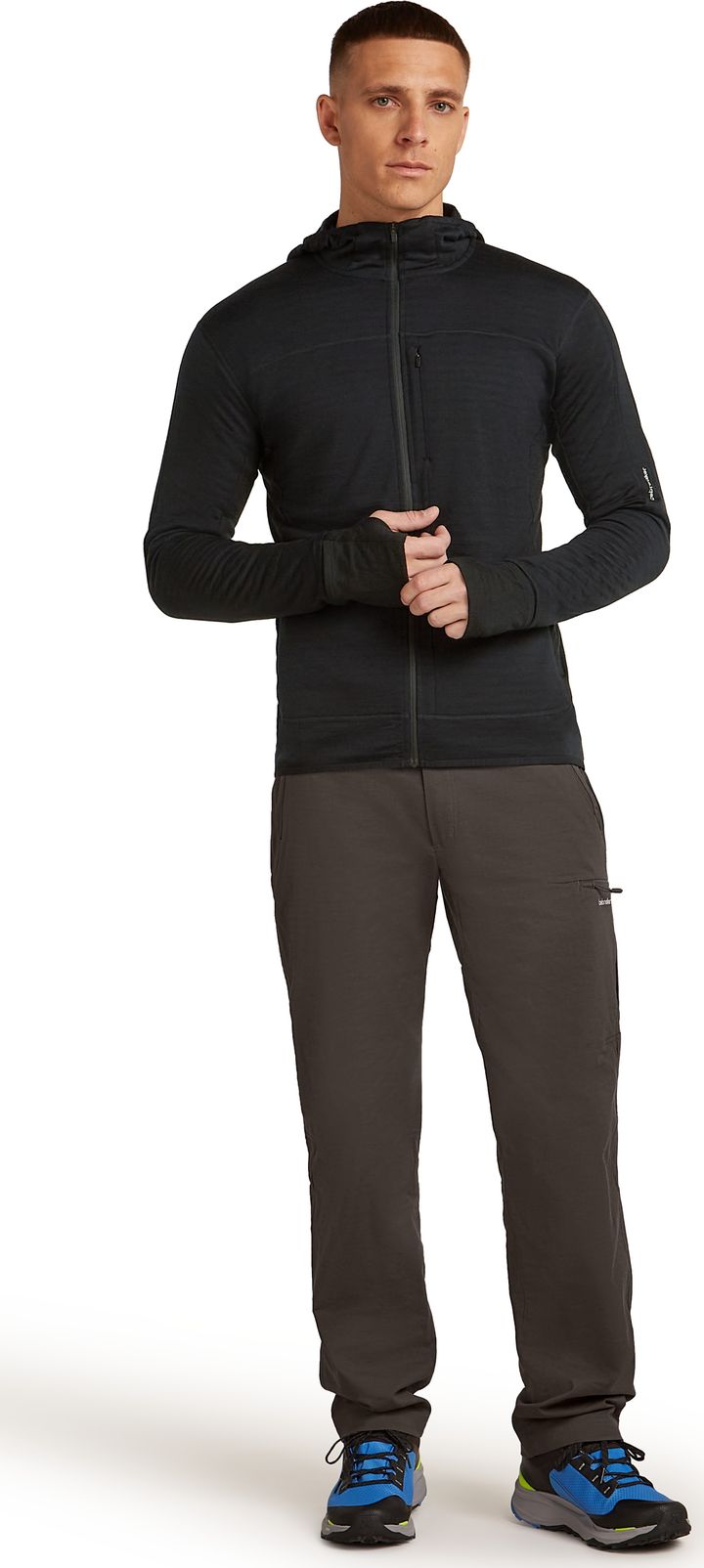 Icebreaker Men Merino Blend 300 Realfleece™ Descender Ls Zip Hoodie Black Icebreaker