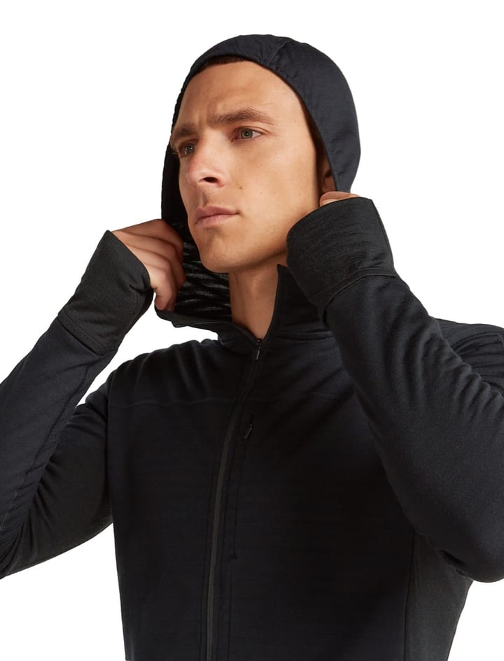 Icebreaker Men Merinoblend  300 Realfleece™ Descend Ls Zip Hoodie Black Icebreaker