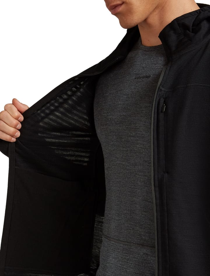 Icebreaker Men Merinoblend  300 Realfleece™ Descend Ls Zip Hoodie Black Icebreaker