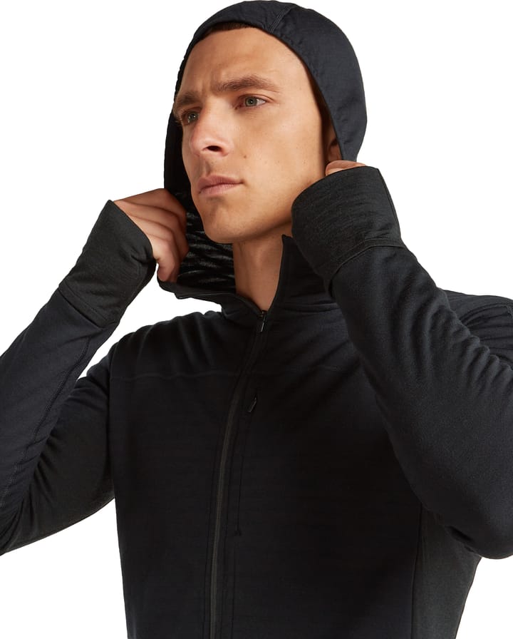 Icebreaker Men Merino Blend 300 Realfleece™ Descender Ls Zip Hoodie Black Icebreaker