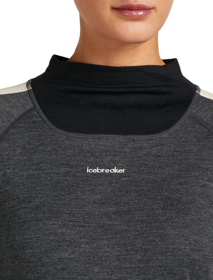 Icebreaker Women's Merino 200 Oasis+ Long Sleeve High Neck Black/Jet Hthr/Undyed Icebreaker