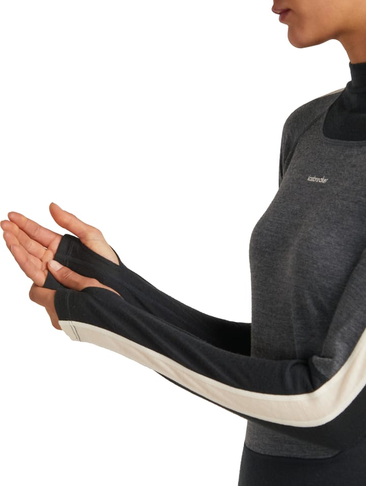 Icebreaker Women's Merino 200 Oasis+ Long Sleeve High Neck Black/Jet Hthr/Undyed Icebreaker