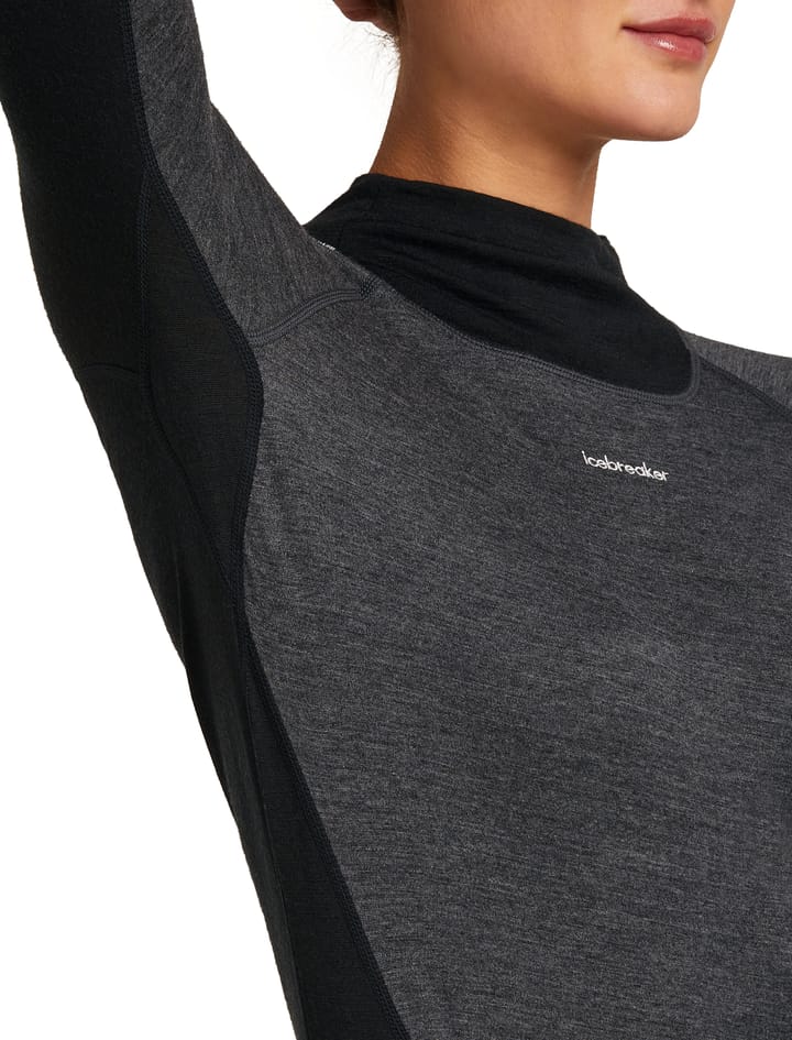 Icebreaker Women's Merino 200 Oasis+ Long Sleeve High Neck Black/Jet Hthr/Undyed Icebreaker