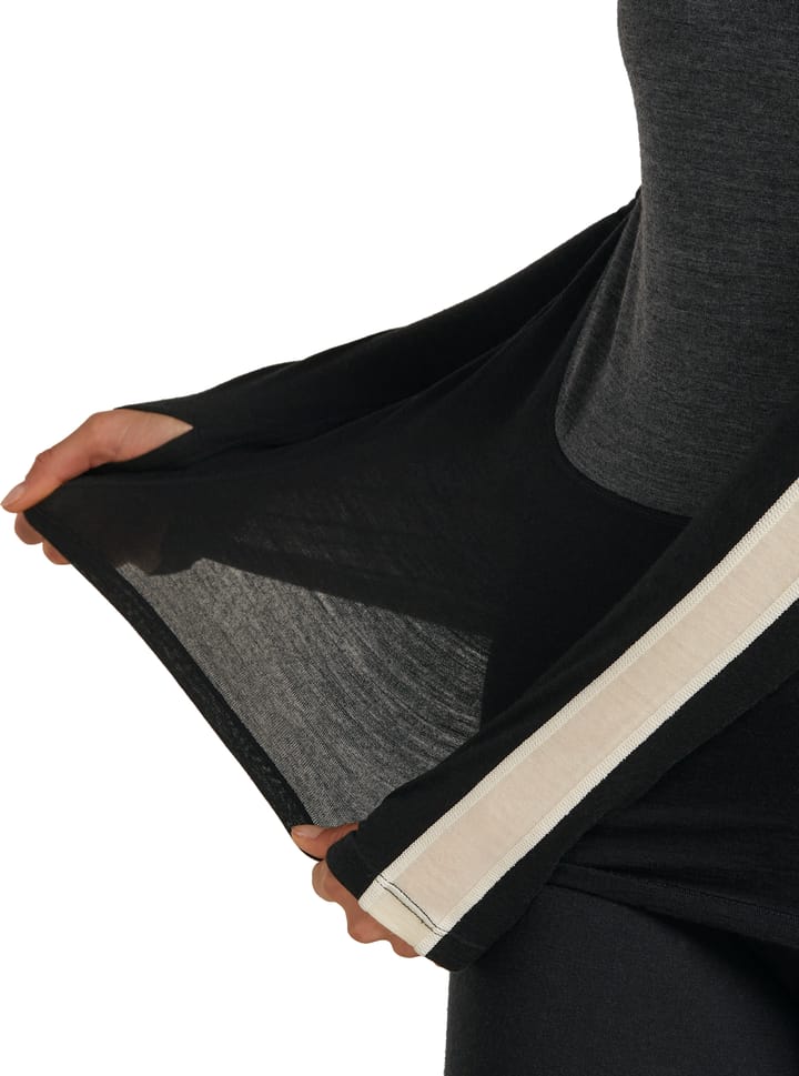 Icebreaker Women's Merino 200 Oasis+ Long Sleeve High Neck Black/Jet Hthr/Undyed Icebreaker