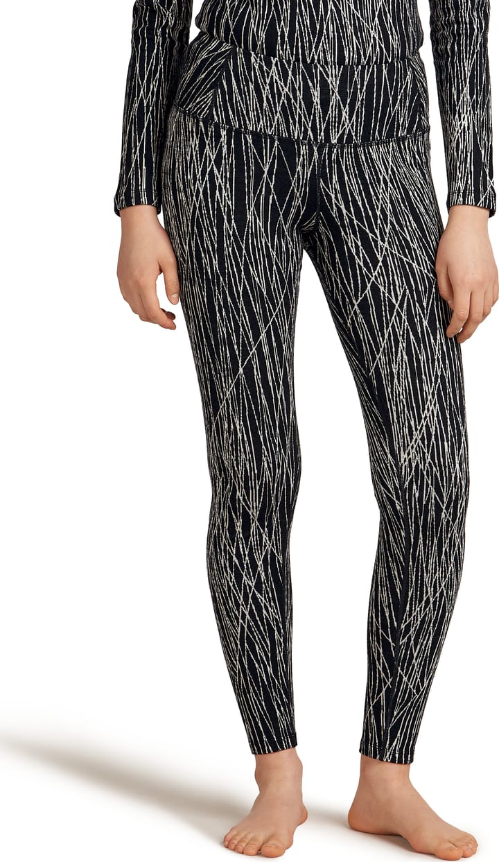 Icebreaker Women's Merino 260 Tech Vertex High Rise Leggings Delta Lines AOP Black/Snow Icebreaker