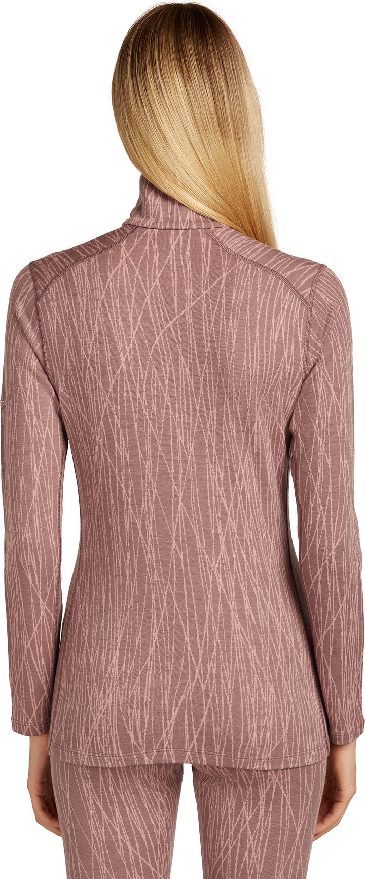 Icebreaker Women's Merino 260 Tech Vertex Long Sleeve Half Zip Delta Lines AOP Summit/Blush Icebreaker