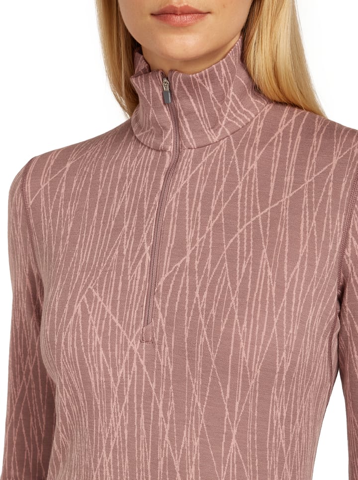 Icebreaker Women's Merino 260 Tech Vertex Long Sleeve Half Zip Delta Lines AOP Summit/Blush Icebreaker