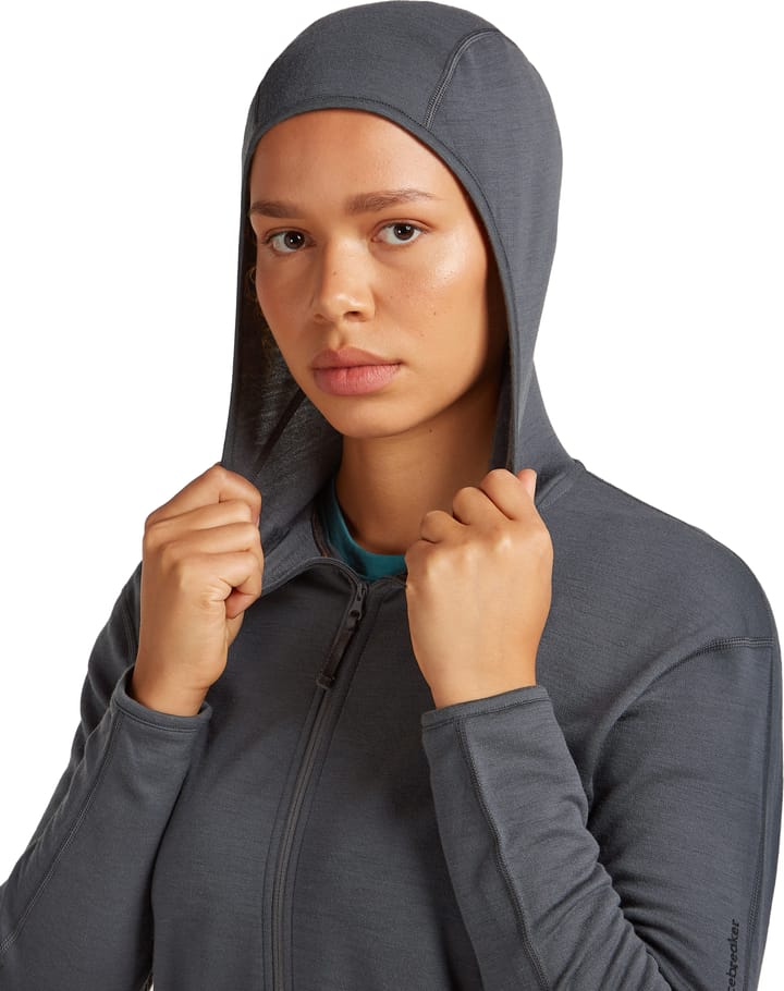 Icebreaker Women's Merino 360 RealFleece Elemental Long Sleeve Zip Hoodie Obsidian Icebreaker