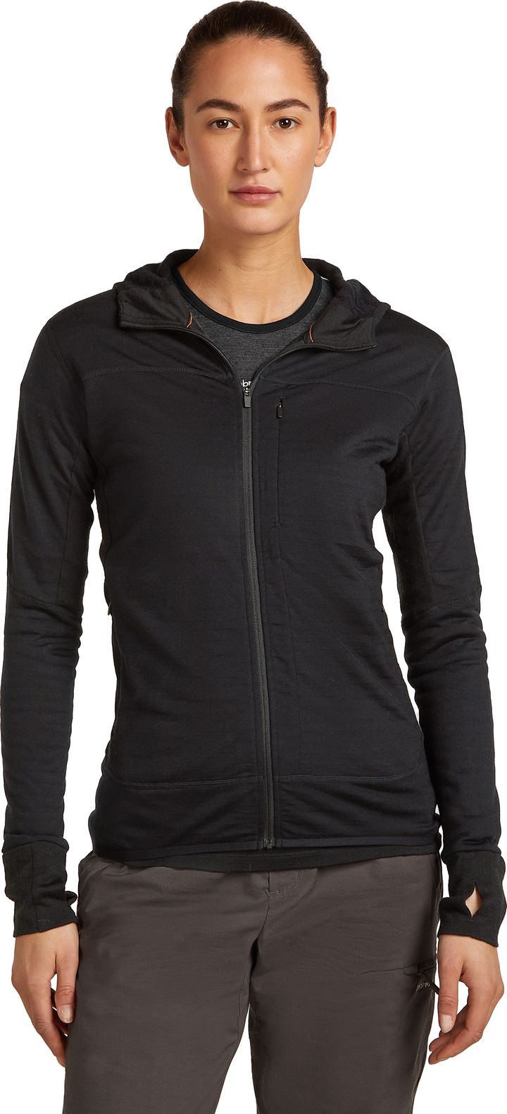 Icebreaker Women Merino Blend 300 Realfleece™ Descender Ls Zip Hoodie Black Icebreaker