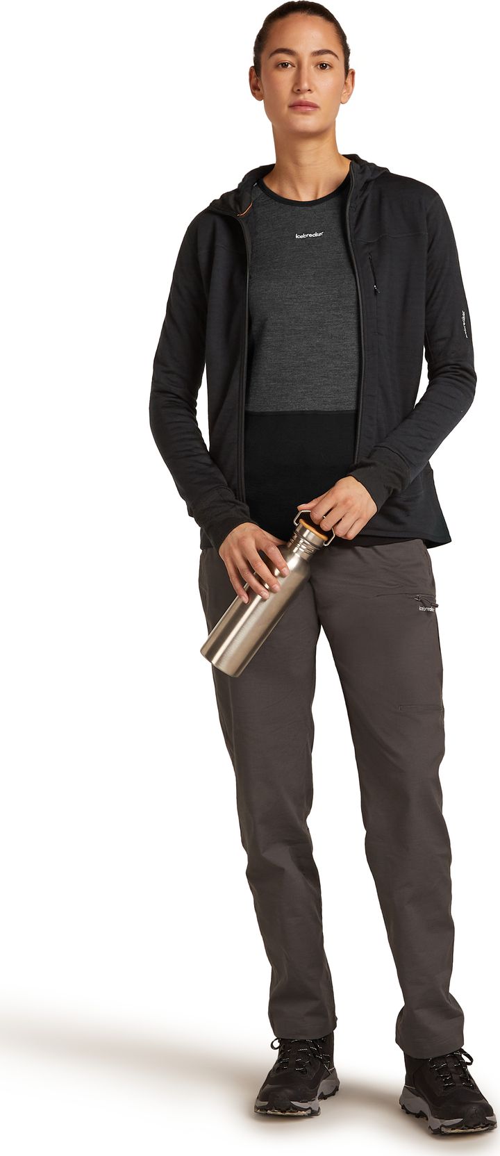 Icebreaker Women Merino Blend 300 Realfleece™ Descender Ls Zip Hoodie Black Icebreaker