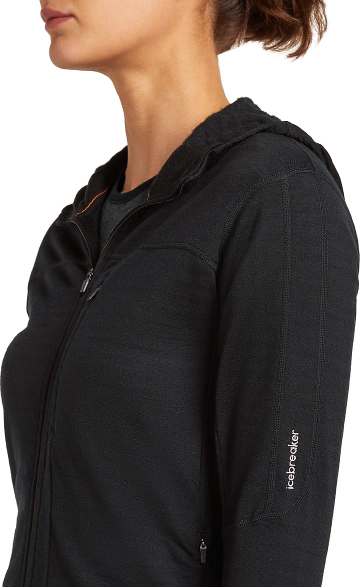 Icebreaker Women Merino Blend 300 Realfleece™ Descender Ls Zip Hoodie Black Icebreaker