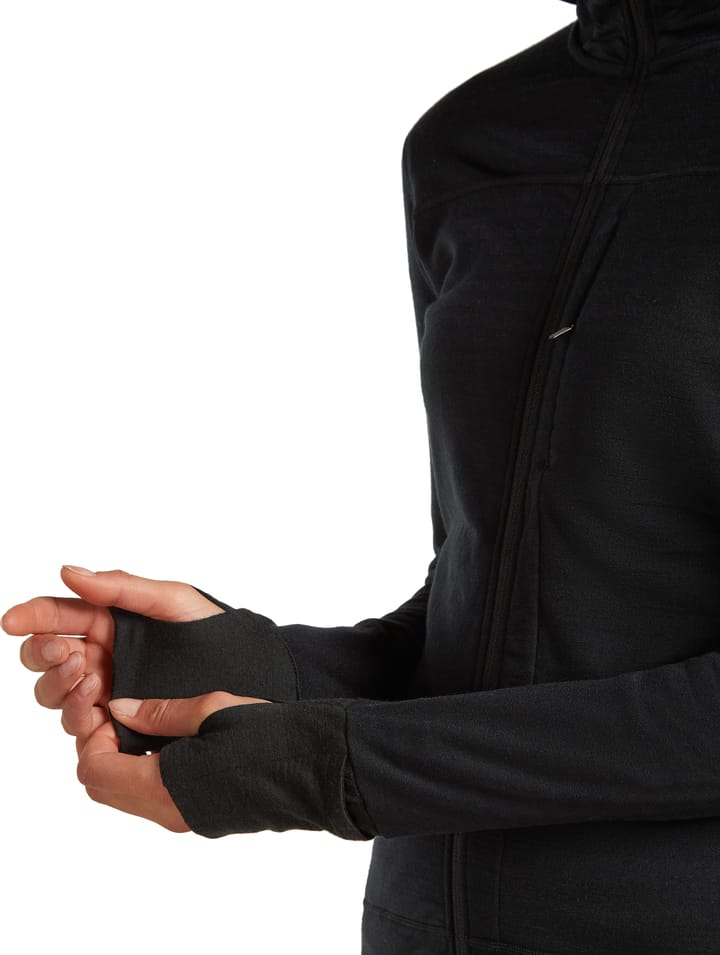 Icebreaker Women Merino Blend 300 Realfleece™ Descender Ls Zip Hoodie Black Icebreaker