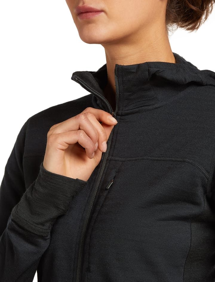Icebreaker Women Merino Blend 300 Realfleece™ Descender Ls Zip Hoodie Black Icebreaker