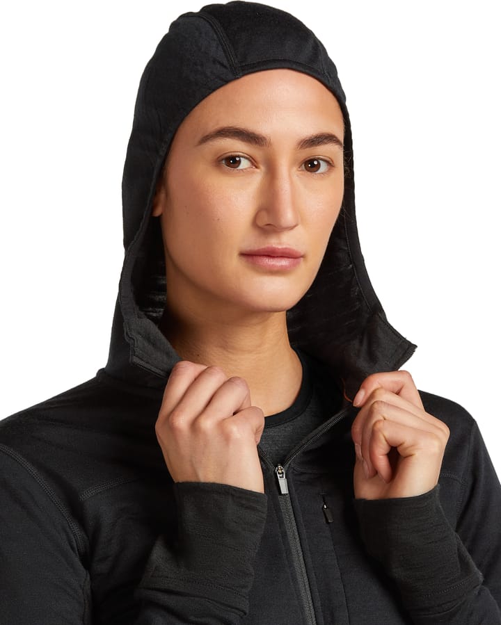 Icebreaker Women Merino Blend 300 Realfleece™ Descender Ls Zip Hoodie Black Icebreaker