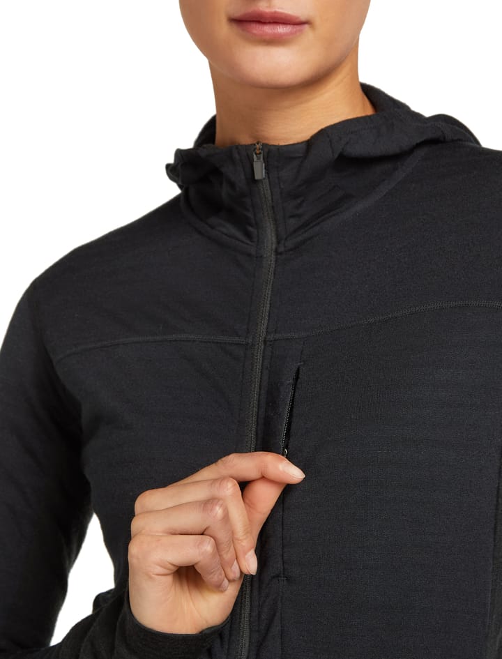 Icebreaker Women Merino Blend 300 Realfleece™ Descender Ls Zip Hoodie Black Icebreaker