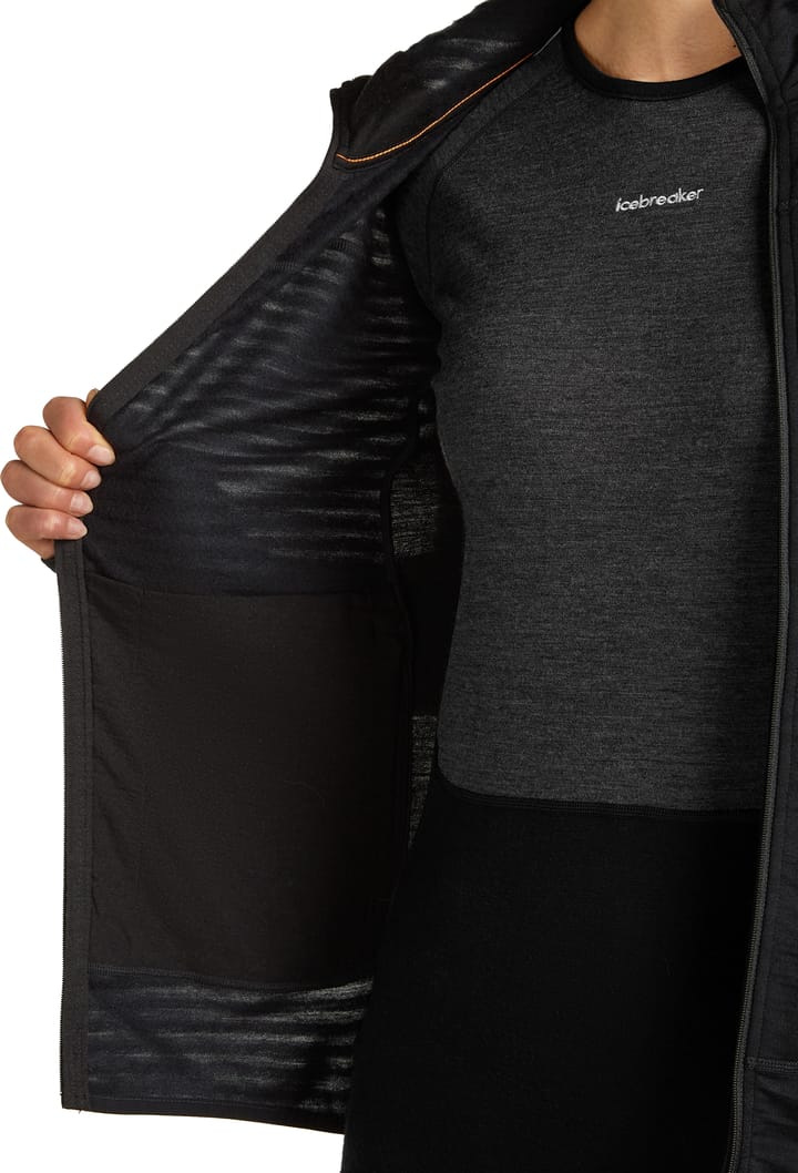 Icebreaker Women Merino Blend 300 Realfleece™ Descender Ls Zip Hoodie Black Icebreaker