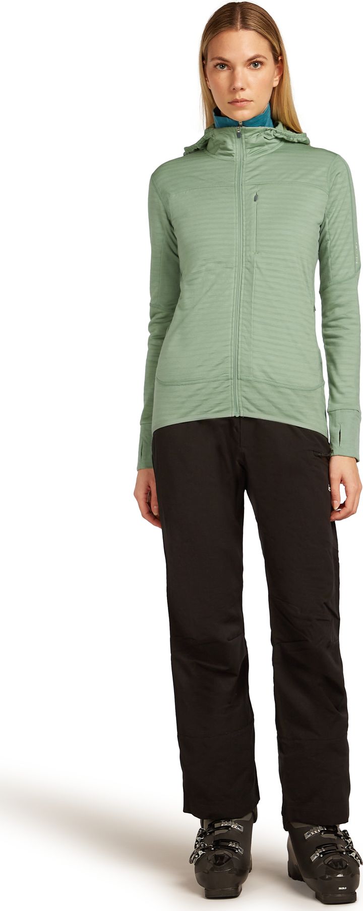 Icebreaker Women Merino Blend 300 Realfleece™ Descender Ls Zip Hoodie Seaglass Icebreaker