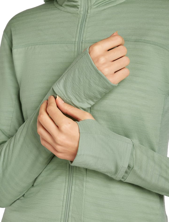 Icebreaker Women Merino Blend 300 Realfleece™ Descender Ls Zip Hoodie Seaglass Icebreaker