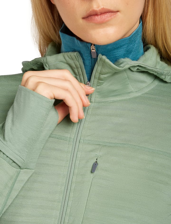 Icebreaker Women Merino Blend 300 Realfleece™ Descender Ls Zip Hoodie Seaglass Icebreaker